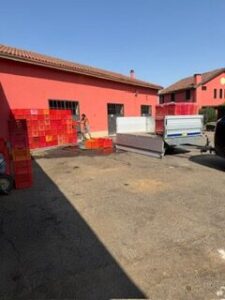 Boxes waiting to be transported to the vineyard